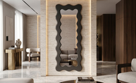 Espelho decorativo ondulado com moldura FLOW em MDF lacado