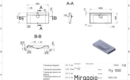 Lavatório FLY 1000 MATT