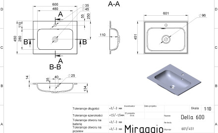 Lavatório DELLA 600 MIRASOFT