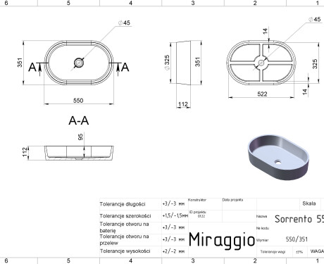 Lavatório SORRENTO MIRASOFT