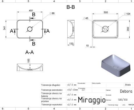 Lavatório DEBORA MIRASOFT