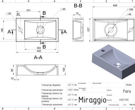 Lavatório FARO MIRASOFT
