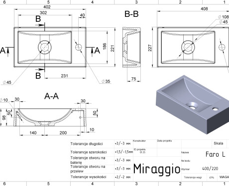 Lavatório FARO L MIRASOFT