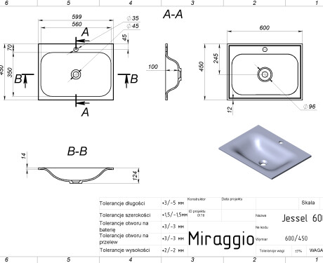 Lavatório JESSEL 600 MIRASOFT