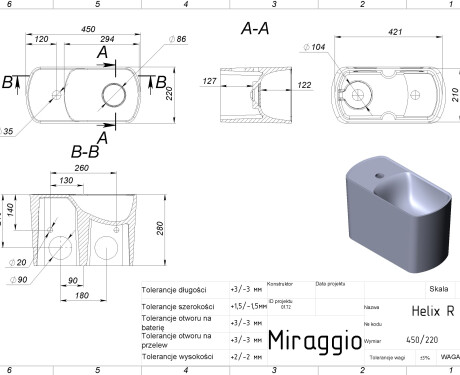 Lavatório HELIX R MIRASOFT