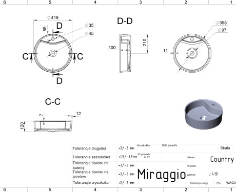 Lavatório COUNTRY MATT