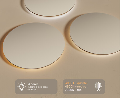 Espelho Redondo Com Luz LED 70cm com luz LED fria de 7000K, luz quente de 3000K ou luz neutra de 4500K #3