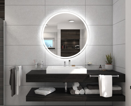 Espelho redondo parede com luz casas de banho a pilhas L76 #5