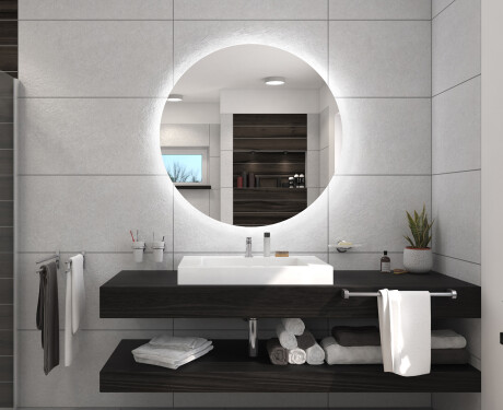 Espelho redondo com luz casas de banho a pilhas L82 #5