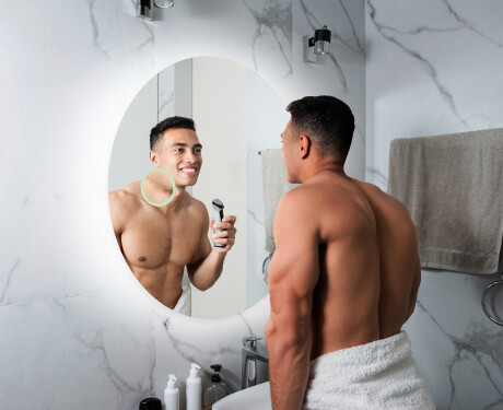 Espelho redondo com luz casas de banho a pilhas L82 #6