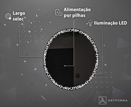 Espelho redondo parede com luz casas de banho a pilhas L115 #4