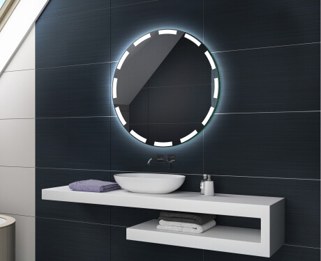 Espelho redondo com luz casas de banho a pilhas L117 #2