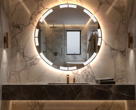 Espelho redondo parede com luz casas de banho a pilhas L120