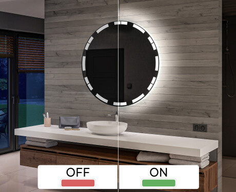 Espelho redondo com luz casas de banho a pilhas L121 #3