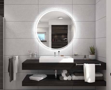 Espelho redondo parede com luz casas de banho a pilhas L123 #5