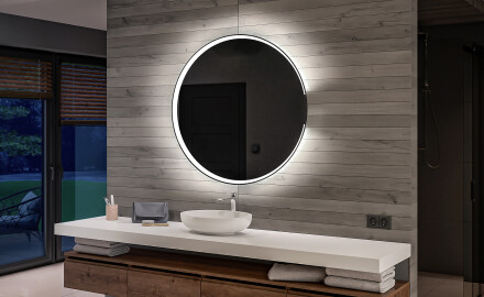 Espelho redondo parede com luz casas de banho a pilhas L123