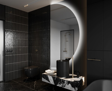 Espelho LED Elegante em Forma de Meia-Lua - Para Casa de Banho A221