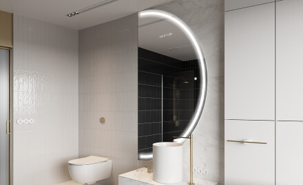 Espelho LED Elegante em Forma de Meia-Lua - Para Casa de Banho A223
