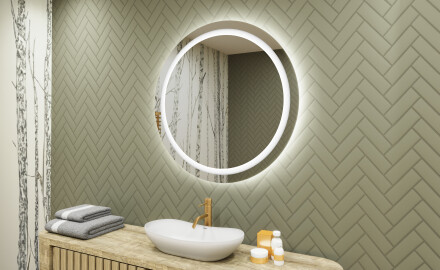 Espelho Redondo Com Luz LED 80cm com luz LED fria de 7000K, luz quente de 3000K ou luz neutra de 4500K