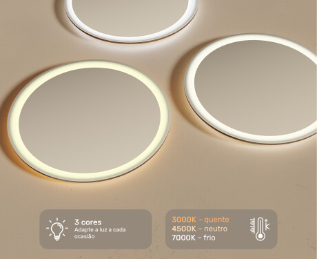 Espelho Redondo Com Luz LED 60cm com luz LED fria de 7000K, luz quente de 3000K ou luz neutra de 4500K #3