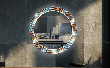 Espelho Decorativo Redondo Com Iluminação LED Para Sala De Estar - Color Triangles