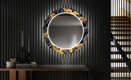 Espelho Decorativo Redondo Com Iluminação LED Para O Corredor - Autumn Jungle