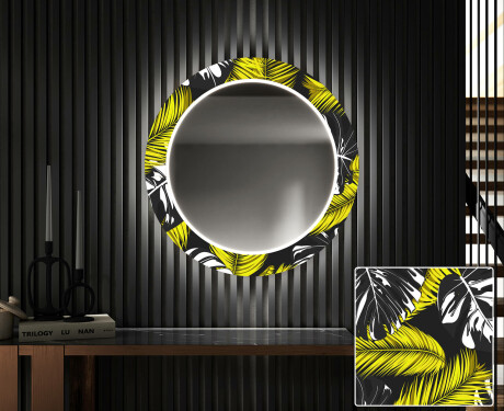 Espelho Decorativo Redondo Com Iluminação LED Para O Corredor - Gold Jungle #1