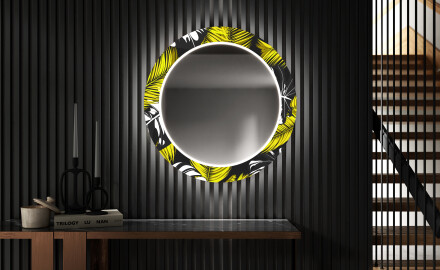 Espelho Decorativo Redondo Com Iluminação LED Para O Corredor - Gold Jungle