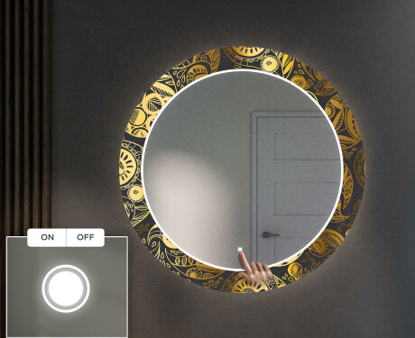Espelho Decorativo Redondo Com Iluminação LED Para O Corredor - Ancient Pattern #4