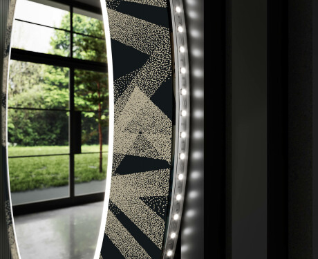 Espelho Decorativo Redondo Com Iluminação LED Para Sala De Estar - Dotted Triangles #11