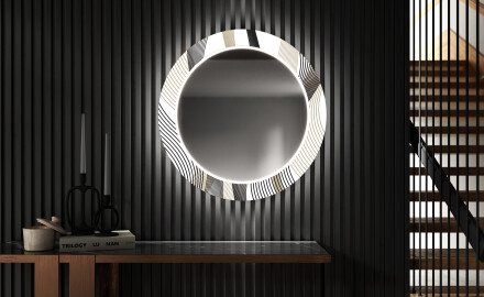 Espelho Decorativo Redondo Com Iluminação LED Para O Corredor - Waves