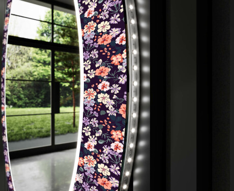 Espelho Decorativo Redondo Com Iluminação Led Para Casa De Banho - Elegant Flowers #11