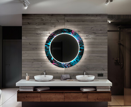 Espelho Decorativo Redondo Com Iluminação Led Para Casa De Banho - Fluo Tropic #12