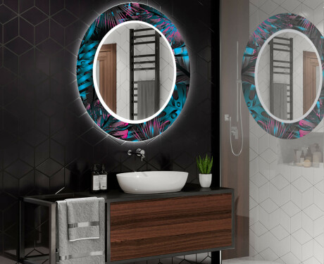 Espelho Decorativo Redondo Com Iluminação Led Para Casa De Banho - Fluo Tropic #2
