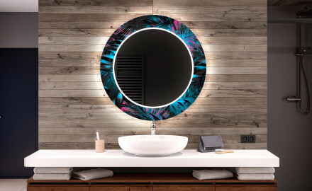 Espelho Decorativo Redondo Com Iluminação Led Para Casa De Banho - Fluo Tropic