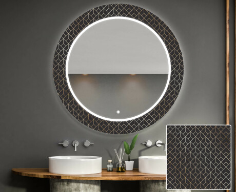 Espelho Decorativo Redondo Com Iluminação Led Para Casa De Banho - Golden Lines
