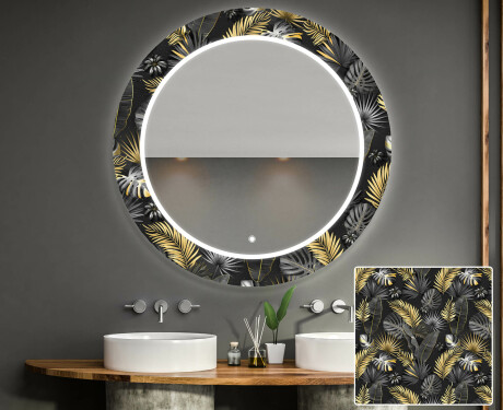 Espelho Decorativo Redondo Com Iluminação Led Para Casa De Banho - Goldy Palm #1
