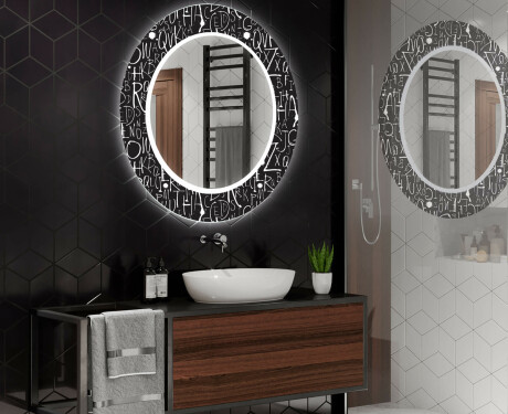 Espelho Decorativo Redondo Com Iluminação Led Para Casa De Banho - Gothic #2