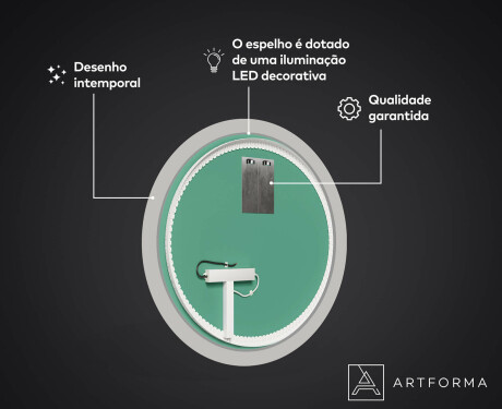 Espelho Decorativo Redondo Com Iluminação Led Para Casa De Banho - Gothic #3