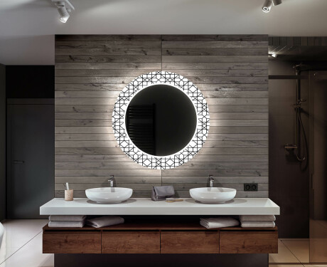 Espelho Decorativo Redondo Com Iluminação Led Para Casa De Banho - Industrial #12