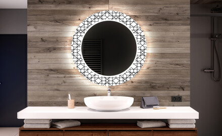 Espelho Decorativo Redondo Com Iluminação Led Para Casa De Banho - Industrial