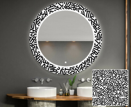 Espelho Decorativo Redondo Com Iluminação Led Para Casa De Banho - Letters