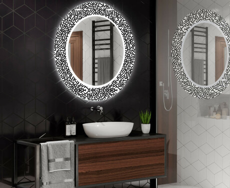 Espelho Decorativo Redondo Com Iluminação Led Para Casa De Banho - Letters #2