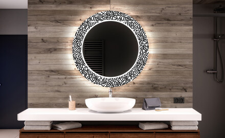Espelho Decorativo Redondo Com Iluminação Led Para Casa De Banho - Letters