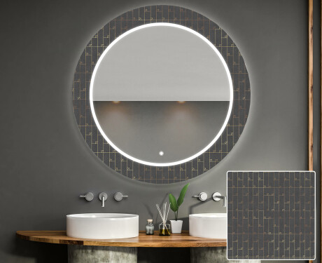 Espelho Decorativo Redondo Com Iluminação Led Para Casa De Banho - Microcircuit #1
