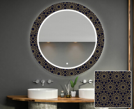 Espelho Decorativo Redondo Com Iluminação Led Para Casa De Banho - Ornament