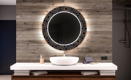 Espelho Decorativo Redondo Com Iluminação Led Para Casa De Banho - Ornament