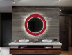 Espelho Decorativo Redondo Com Iluminação Led Para Casa De Banho - Red Mosaic #12
