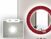 Espelho Decorativo Redondo Com Iluminação Led Para Casa De Banho - Red Mosaic #4