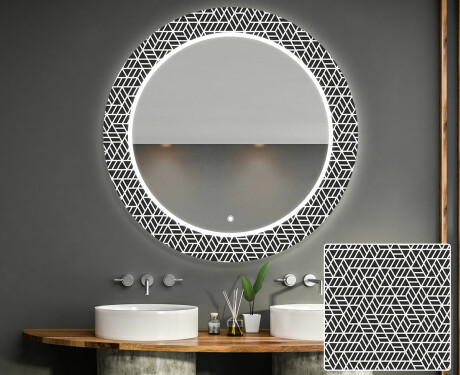 Espelho Decorativo Redondo Com Iluminação Led Para Casa De Banho - Triangless